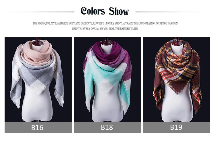 RUINPOP вязаный осенне-зимний женский шарф, клетчатый теплый кашемировый треугольный шарф, шарфы, шали, Роскошное Одеяло, бандана, Пашмина, женский
