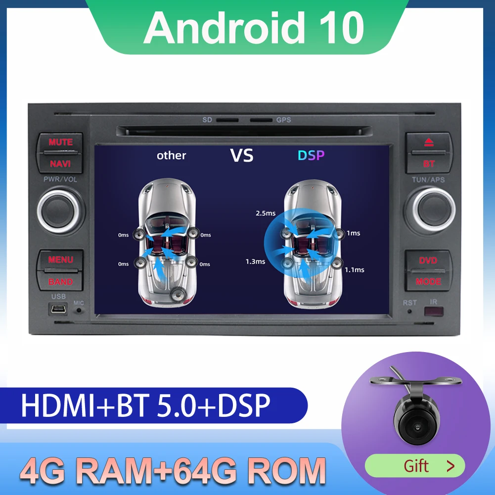 DSP PX6 Авторадио 2 din android 10 0 автомобильный dvd gps для ford focus 2/mondeo/s max/c max/fusion/fiesta/transit