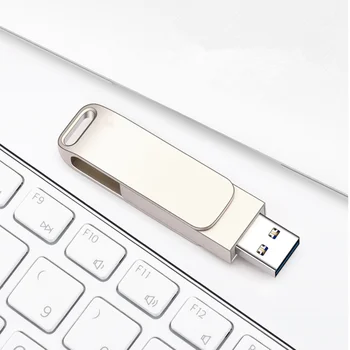 

Metal 360Â° rotation 2 IN 1 Type-C Usb Flash Drive High Quality Pen Drive USB 2.0 Pendrive 16GB 32GB 4GB 8GB 64GB Free Logo Gift