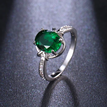 

Classical Luxury Big Green Oval Shape Cubic Zircon Ring For Women Delicate Dress-up In Fashion Party Cute Accessories Gift