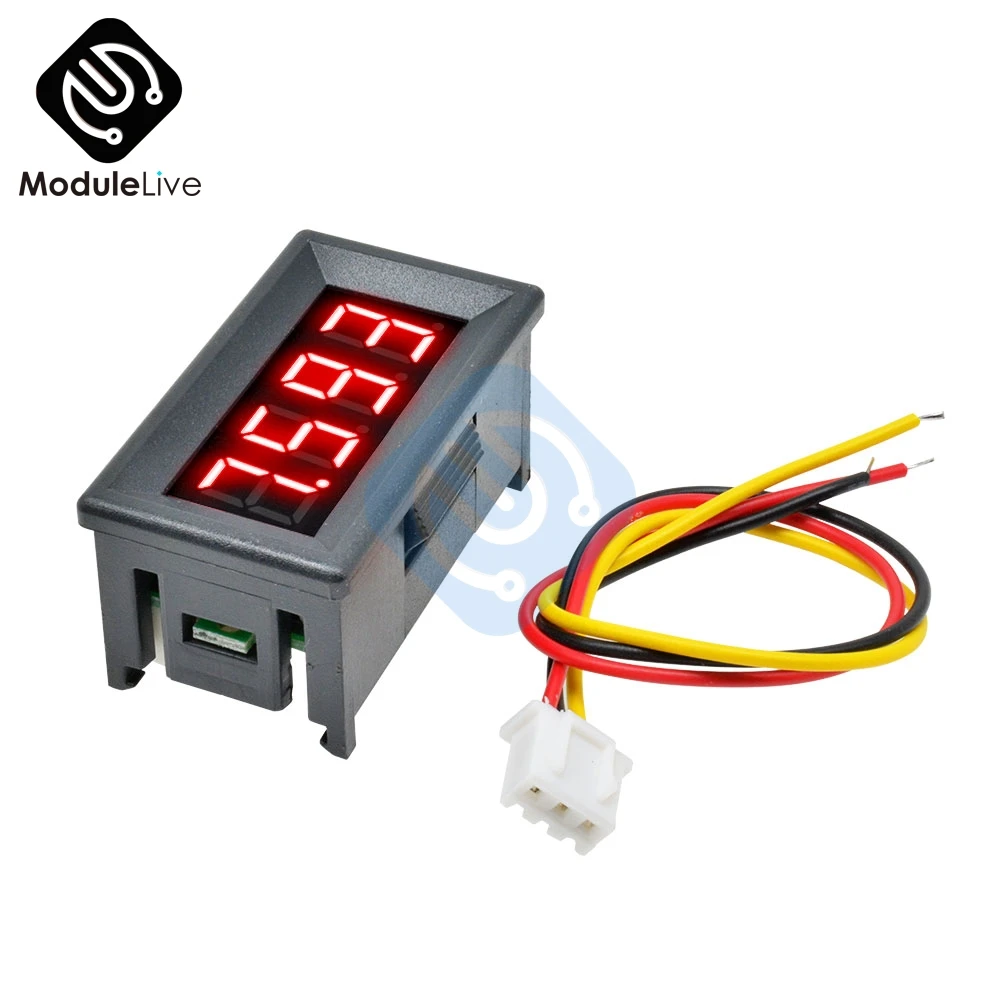 0.36 inch 0.36'' Mini Digital Voltmeter Volt Voltage Meter LED Panel Electric Voltage Tester 3 Wires 12V 24V 48V DC 0-100V 4 Bit