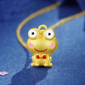 

Arrival 999 24K Yellow Gold Pendant 3D Gold Cute Frog Necklace Pendant Animal pendant 1.8g