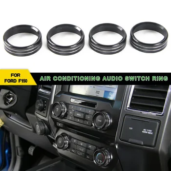 

4PCS Air Conditioning&Audio Switch Ring Cover Trim Decor For Ford F150 2016-18