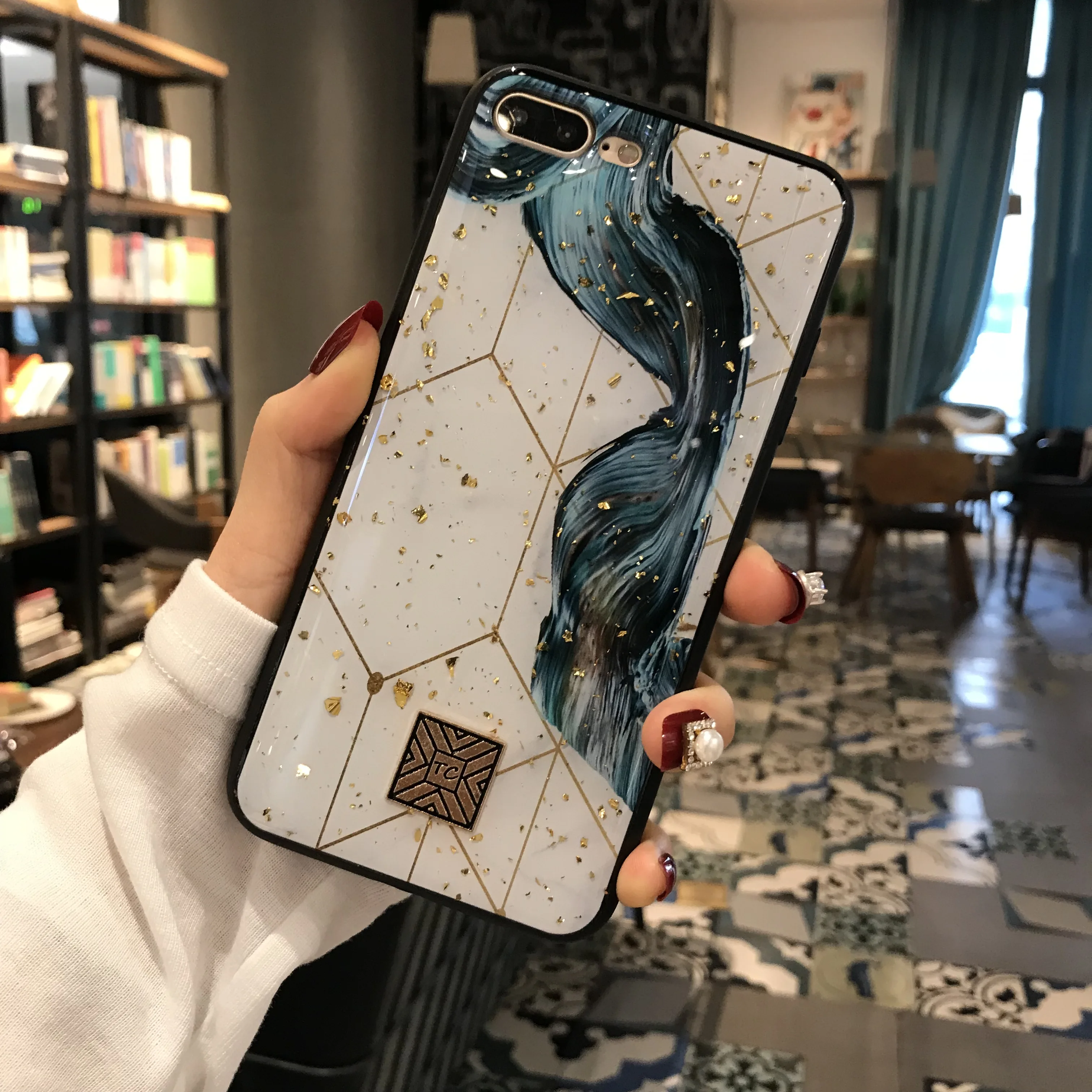 Блестящий золотой мраморный чехол для iPhone X XS Max XR 7, мягкий ТПУ гранитный чехол с геометрическим рисунком для iPhone 7, 8, 6, 6s Plus, чехол для телефона