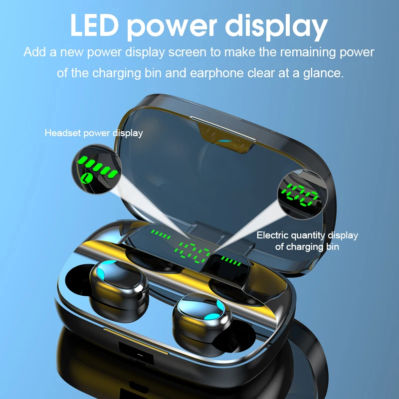 Hembeer Bluetooth 5.0 Wireless Earphone TWS Headphones Touch Control Earbuds 9D Stereo Headset 3500mAh Power Bank For Phone