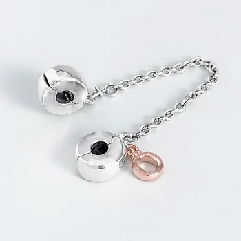 

100% 925 Sterling Silver Rose Gold Crown O Flow Safety Chain Fit Pandora Women Bracelet & Necklace Diy Jewelry