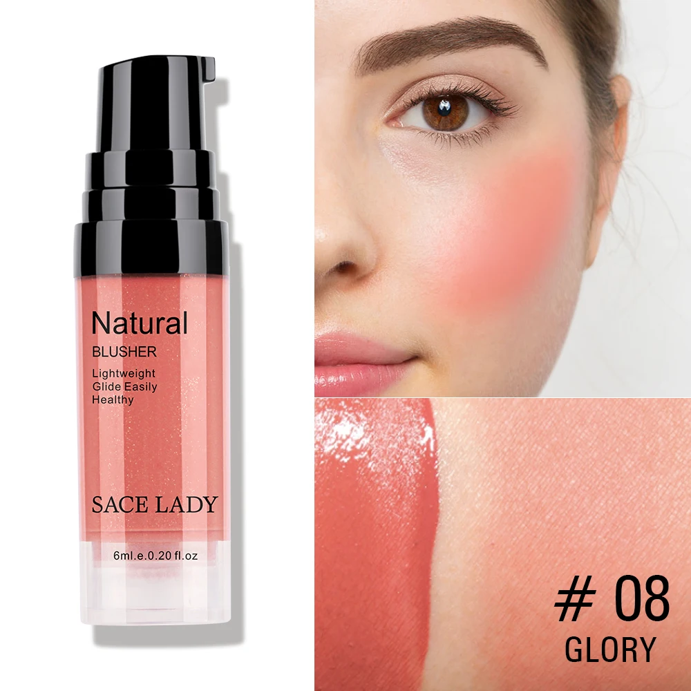 08 Glory SACE LADY, 9 цветов, жидкие румяна, макияж, Румяна для лица, Длительное Действие, макияж, Профессиональная Натуральная Румяна для лица, румяна, косметика - Цвет: 08 Glory