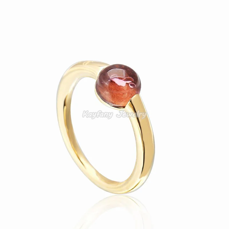 

925 Sterling Silver Rings for Women Gold Plated Synthetic Gemstone Sweety Candy Rings 2021 Women's ring Hot US 6/7/8