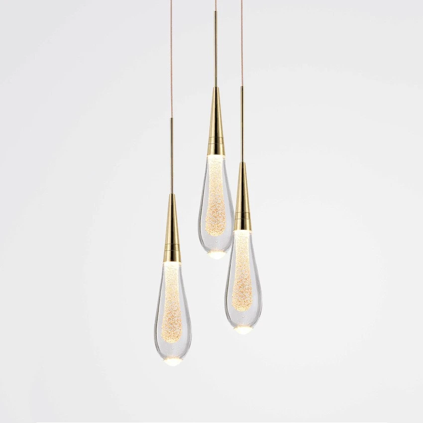 Luminária Pendente De Vidro Gota D' Água, Lâmpada De Cabeceira Moderna