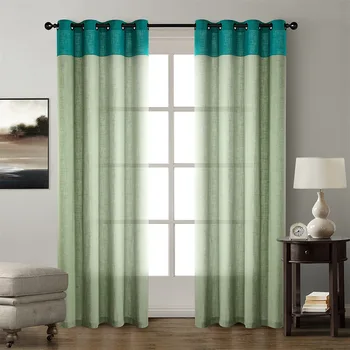 

1PC Linen Solid Color Stitching Curtains For Living Room Simple Modern Blackout Thicken Fabric Grommet Top zh200C