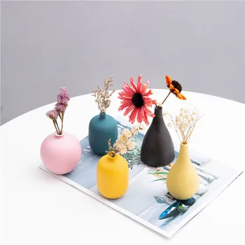 

Pure Color Ceramic Vase Nordic Simple Small Fresh Decorations Ornaments Artificial Flowers Arrangement Home Accessories