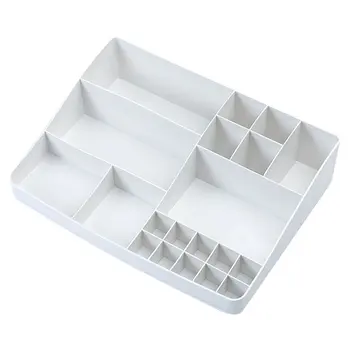 

Large Desktop Storage Box Organizer Drawer With Top Grid Layer Jewelry Cosmetics Divider Makeup Case