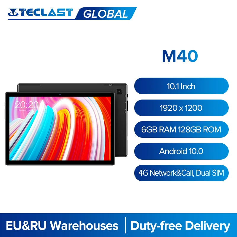 Teclast-Tableta M40 de 10,1 pulgadas, 1920x1200 6GB RAM 128GB ROM, red 4G y llamada, Dual SIM, Octa Core, Android 10, PC, cámara de 8MP