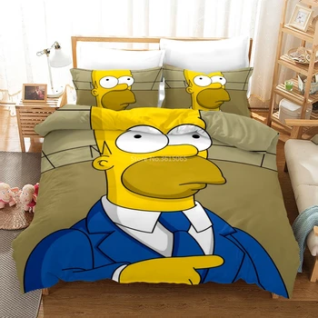 

J. Simpson Bedding Set Cartoon 3d The Simpsons Family Printed Bed Linen Duvet Cover Set Pillowcases Twin Full Queen King Size