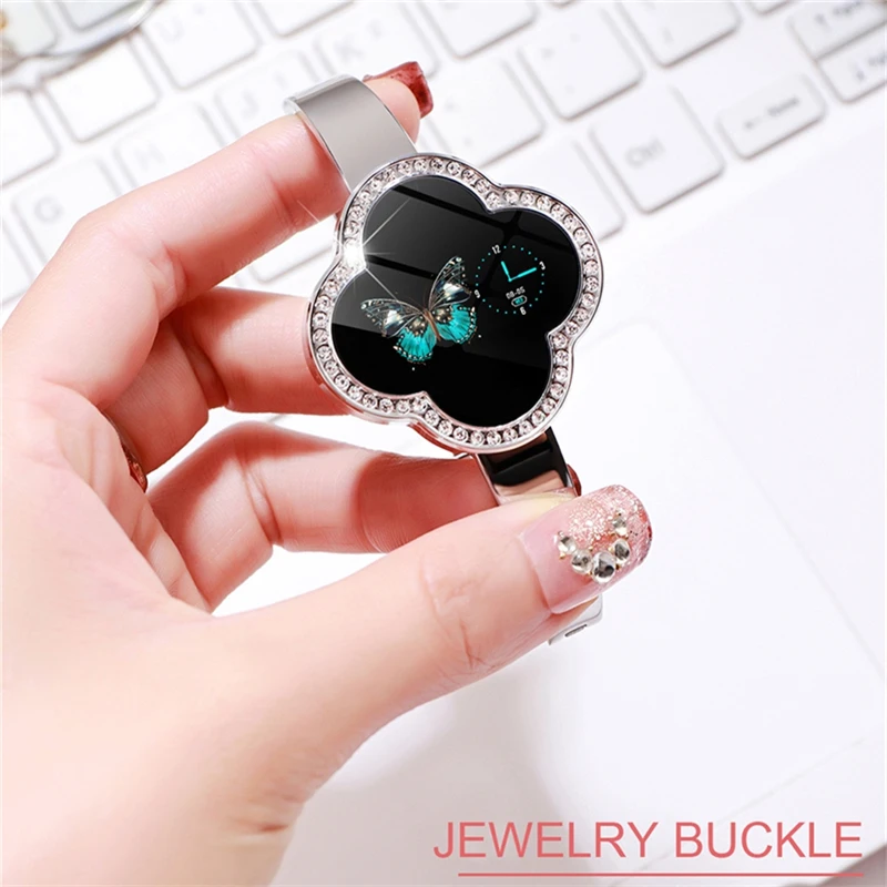 Nennbo Ai06 Women Smart Wristband Four-leaf Clover Dial Tewelry Heart Rate Blood Pressure Smart Bracelet Lady Watch Friend Gift Nennbo Ai06 Women Smart Wristband Four-leaf Clover Dial Tewelry Heart Rate Blood Pressure Smart Bracelet Lady Watch Friend Gift