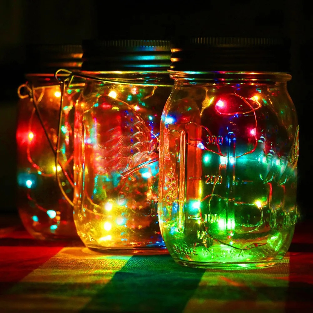 DEL Fairy Light 1 Pack solaire Mason Jar Couvercle Lights Color Changing Garden Decor 