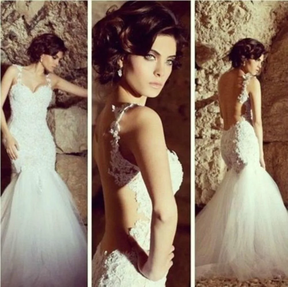 

New Arrival vestido de noiva Sweetheart Spaghetti Tulle Sexy backless Mermaid Bridal Gown 2018 mother of the bride dresses