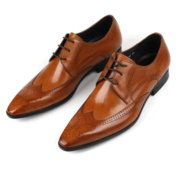 

Leather Shoes Men's Lace-up Genuine Leather Dress Shoes Fashion Cowhide Men Formal Wear Work Shoes Cow Leather Pointed Toe Solid