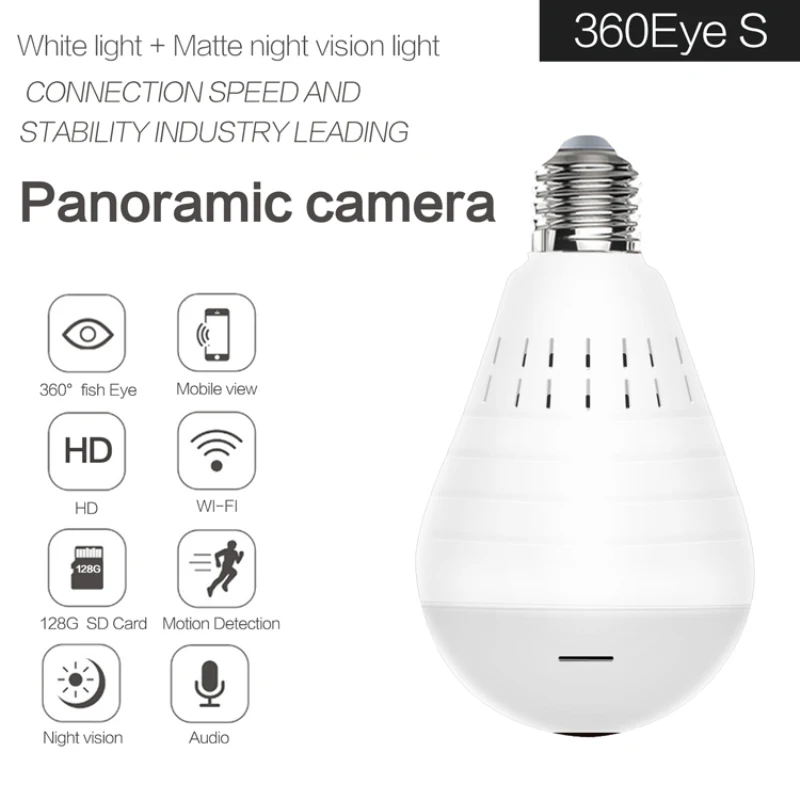 1080P 360 охранная wifi камера лампа панорамная IP CCTV видеонаблюдение рыбий глаз HD