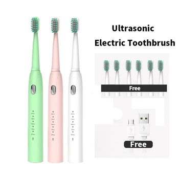 

ultrasonic sonic electric toothbrush usb rechargeable tooth brush adult electronic washable whitening teeth brush
