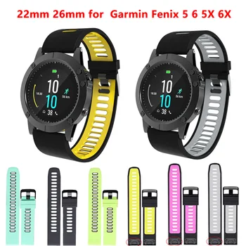 

26mm Sport Silicone Watchband Wriststrap for Garmin Fenix 6X 6 5X 5 3 HR D2 Forerunner 935 22mm Quick Release wirst band Strap