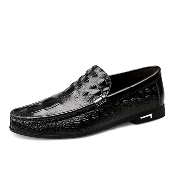 

Men Fashion Loafers Genuine Leather Casual Driving Shoes Crocodile Pattern Breathable Shoes Slip on Casual Male Plus Size 45 46