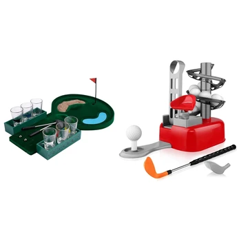 

Kids Golf Toys Set & Golf Drinking Game Party Board Games Bar Fun Golf Board with 6 Glasses Novelty Toy for Drink