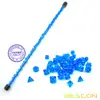 Bescon 49pcs Gem Blue Mini Polyhedral Dice Set in Long Tube, Sapphire Mini DND RPG Dice 7X7pcs, Long Stick Set 4