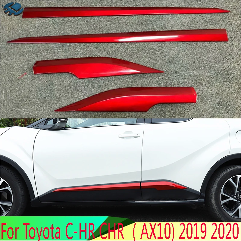 

For Toyota C-HR CHR （AX10) 2019 2020 Car Accessories ABS Chrome Red Side Door Body Molding Moulding Trim