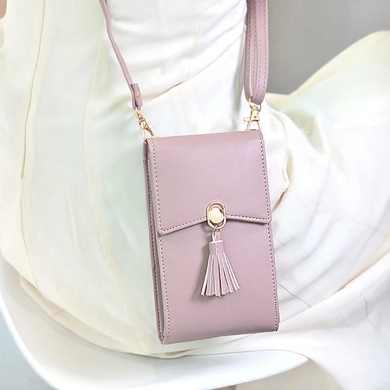 

Women Phone Shoulder Bag PU Leather Money Wallet Mini Chain Mobile Long Phone Bags Messenger Bag