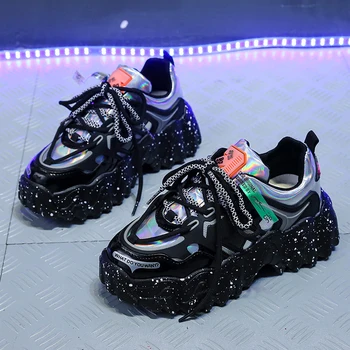 

Spring New Women Chunky Sneakers Thick Sole Heighten Shoes Casual Dad Shoes Platform Sneakers