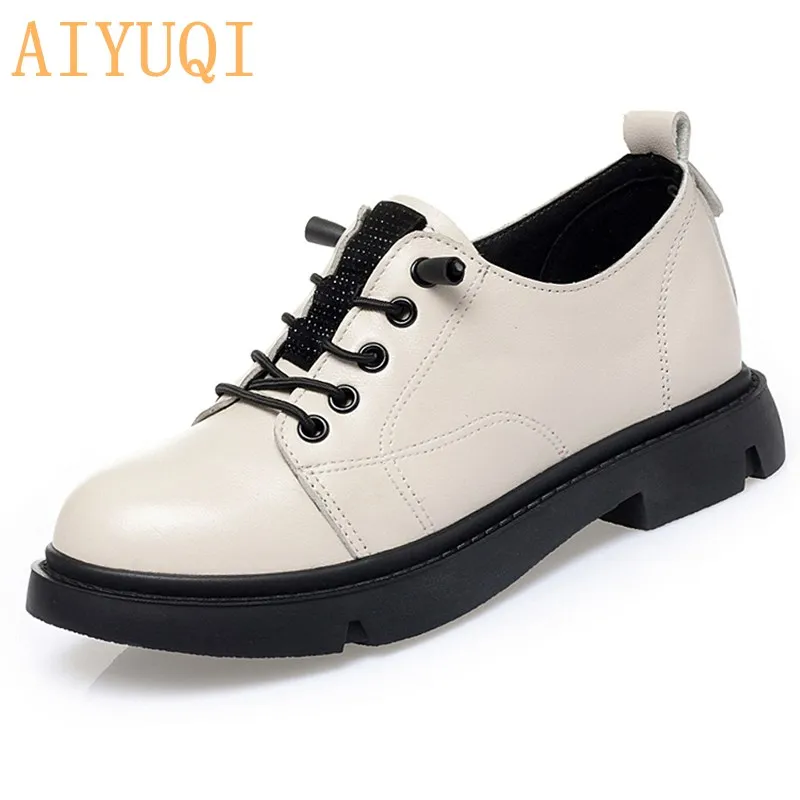 AIYUQI Women Spring Shoes Lace Up 2021 New Genuine Leather Fashion Oxford Shoes Ladies Nonslip Large Size Female Student Shoes