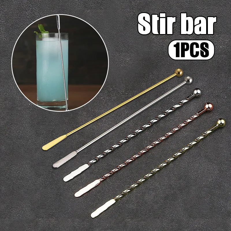 Stainless Steel Beverage Stir Spiral/Straight Cocktail Juice Coffee Bar Bartender Tool