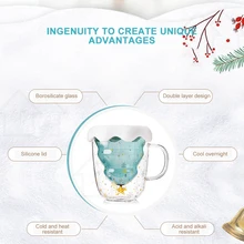 Рождественская стеклянная кофейная чашка с двойным стеклом Рождественская елка звезда стекло высокая термостойкость водо Рождественское украшение из стекла