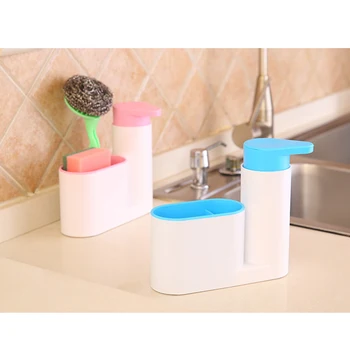 

Bathroom Kitchen Plastic Shampoo Soap Dispenser Multi-function Portable Practical Liquid with Sponge Holder Freeship