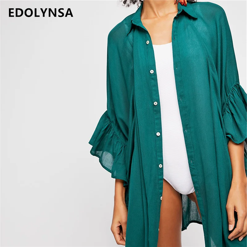 Chiffon Beach Cover up Saida de Praia dress plus size Swimwear kaftan Bikini cover Bathing suit ups Tunics #Q481 |