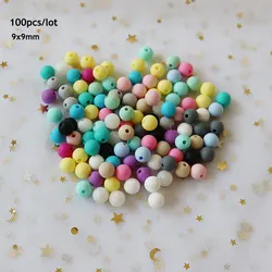 100Pcs/lot Perle Silicone Beads 9mm Food Grade Silicone Teether Teething Beads DIY Jewelry  Baby Toys Pacifier Chain Accessories