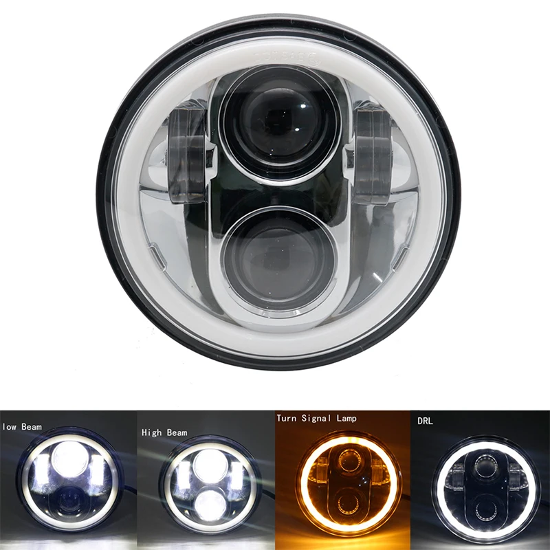 full halo chrome 5-3/" 5,75 дюймов светодиодный проектор для мотоцикла Halo ангельские глазки поворотник светильник головной светильник корпус для Sportster 883 XL1200 Iron Dyna - Цвет: full halo chrome