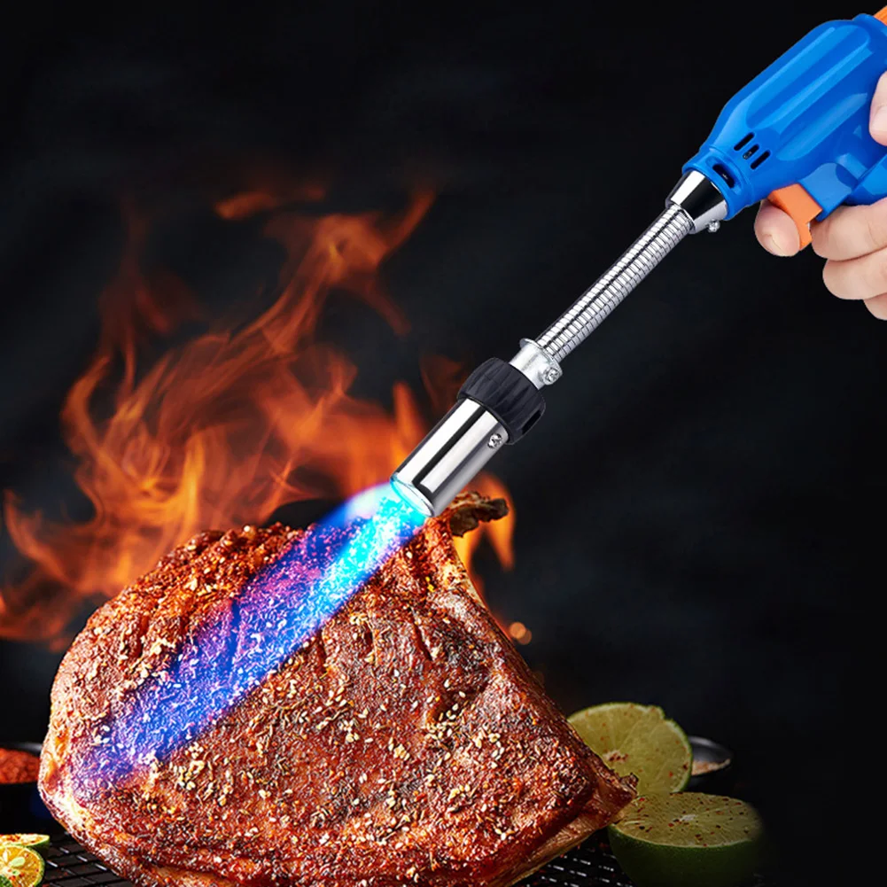 Metal Flame Gun Welding Gas Torch with Hose Spray Head 1300 Degree Butane Burner Outdoor Camping BBQ Heating Ignition Lighter