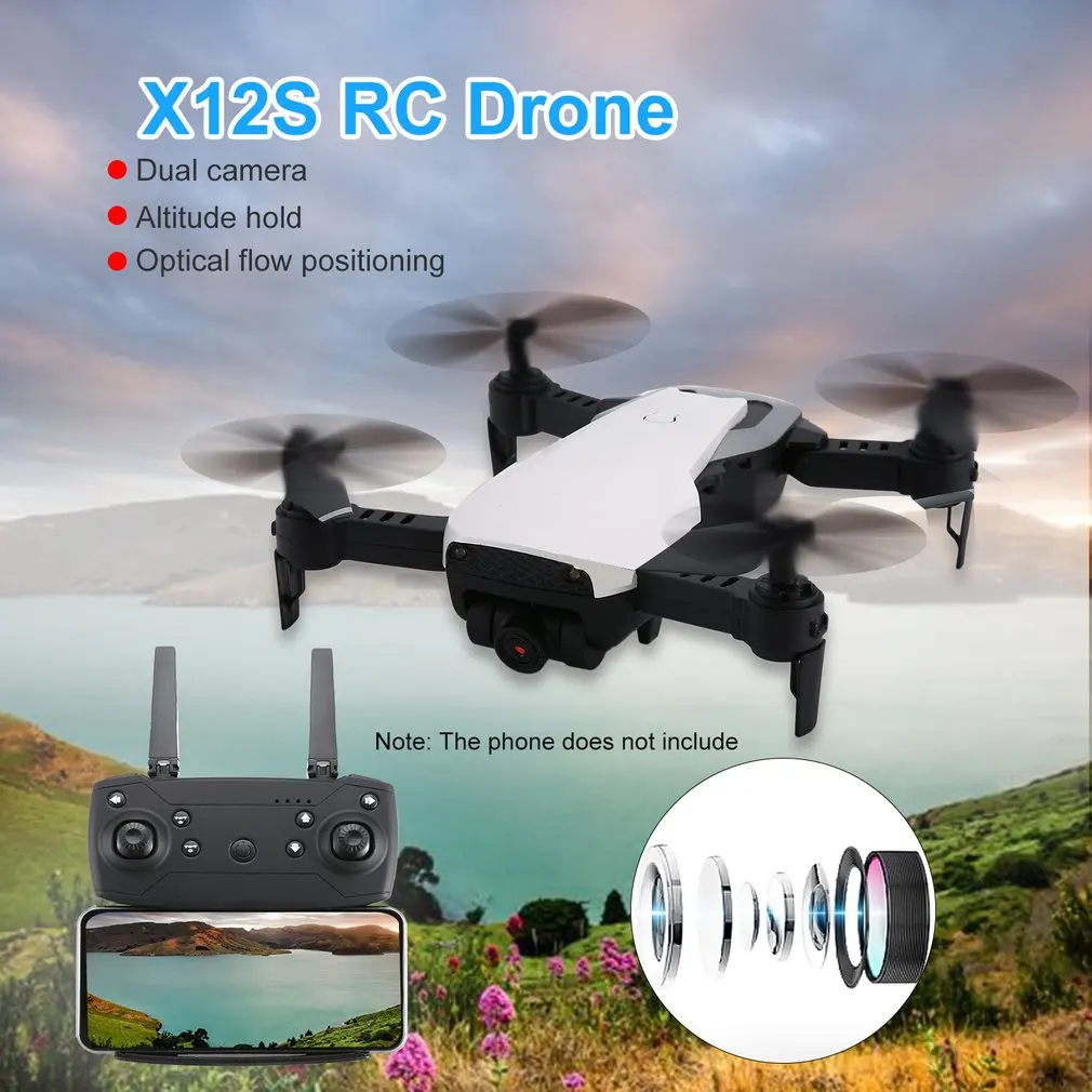Горячая новинка X12S Дрон с камерой 1080P HD 4 оси оптического потока WiFi FPV Дрон RC самолет удержание высоты RC вертолет+ 3,7 V 1000mAh