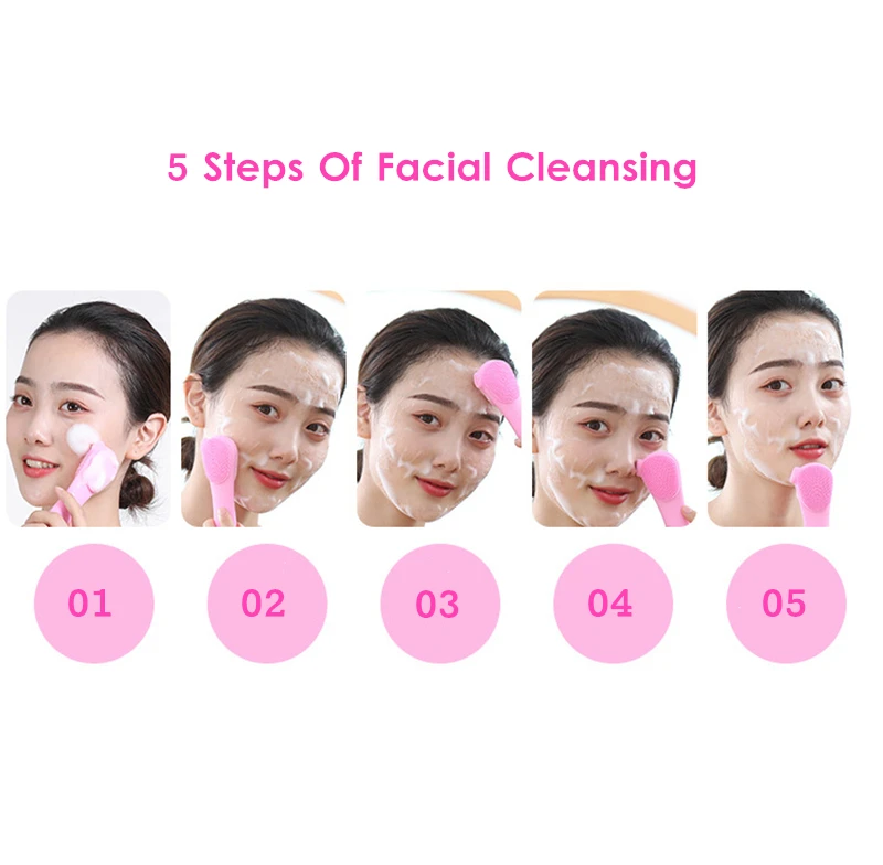 USB Gesiichtsreiniger Gesiichtsreinigungsbürsch Duebelsäiteg Silikongrëff Gesiichtsmassager Elektresch Déif Porenreinigung Make-up Entferner_voghion.com