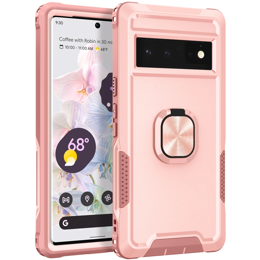 

Чехол для Google Pixel 6 Pro, сверхмощный, полный корпус, ударопрочный, подставка с кольцом на 360 °, держатель для автомобиля, гибридный