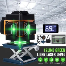 ZEAST лазерный уровень 3D 12 линия светодиодный дисплей 360 ° самонивелирующийся горизонтальный и вертикальный крест зеленый свет водонепроницаемый лазерный уровень