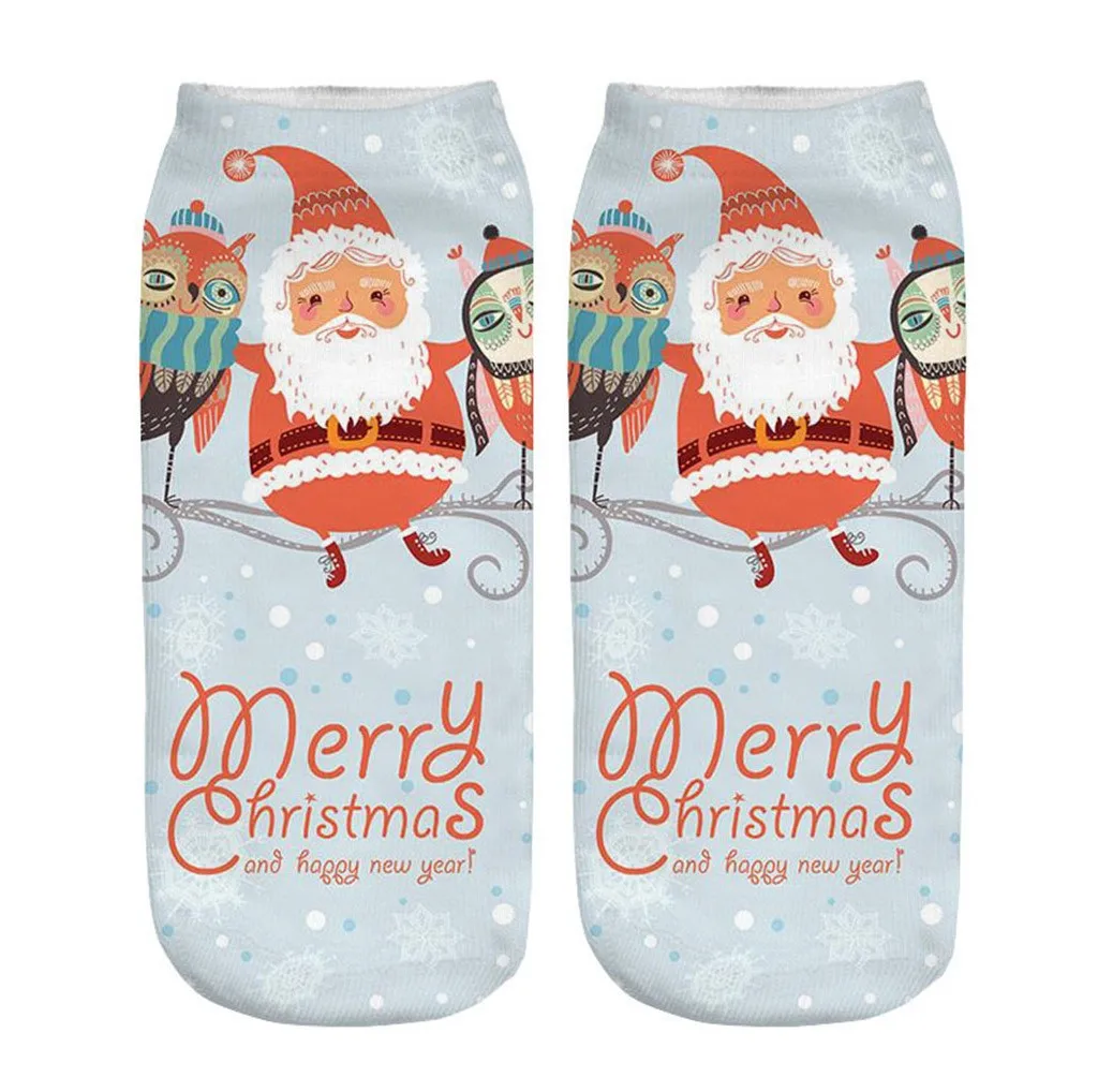 F Casual Work Business Socks 3D Christmas Santa Girls Socks Elk Printing Boys Socks Medium Sports Socks L501014 - Цвет: F