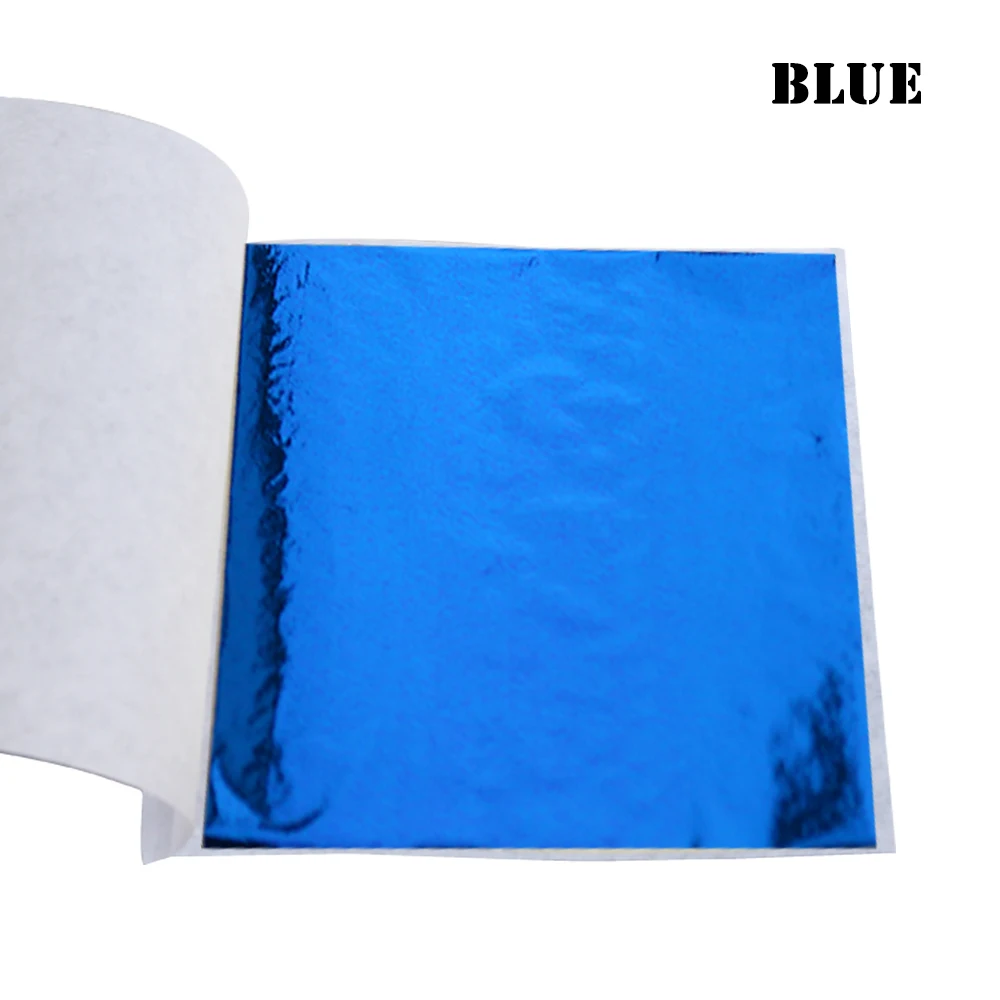 Blue Имитация листов золотого листа фольга бумага 10 шт. 8X8,5 см для художественных ремесел статуя украшения ногтей красочный золотой лист фольга бумага позолота - Цвет: Blue