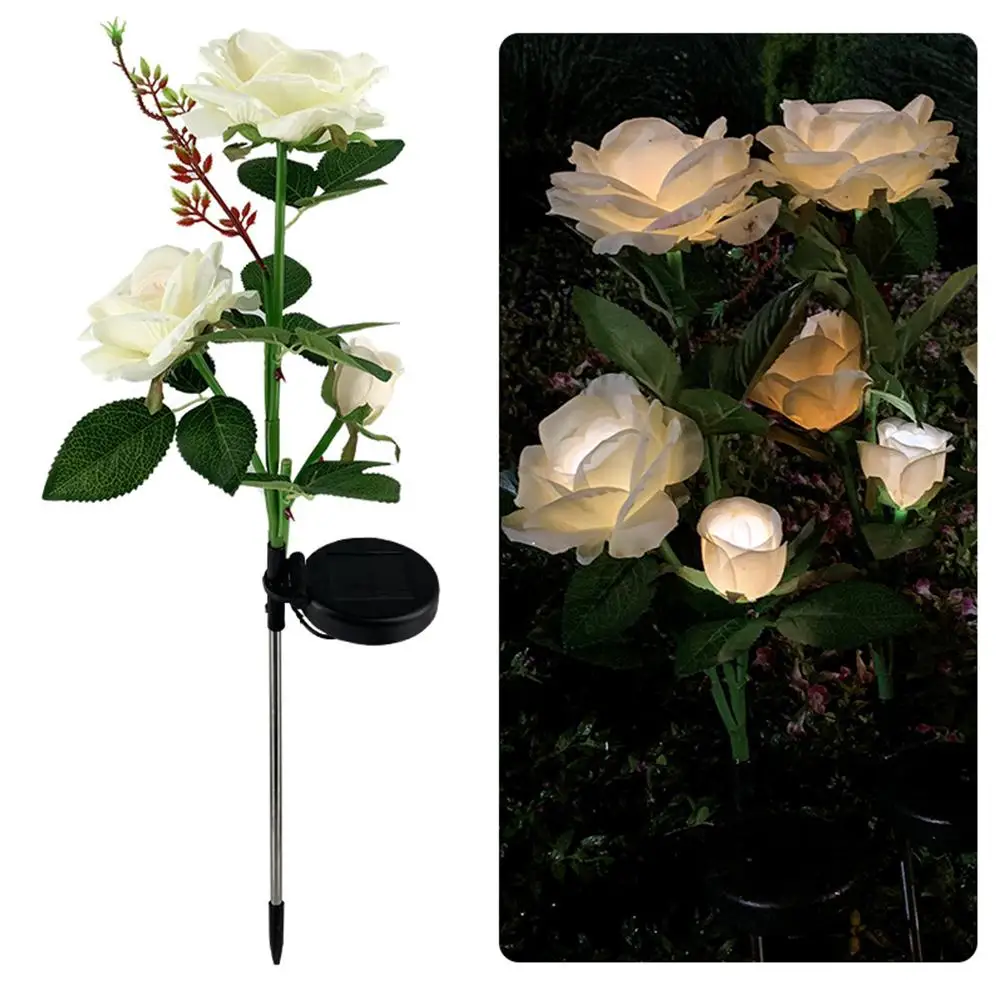 

Lawn Lamp Solar Power Lights Rose Rose Decoration Light White LED Outdoor