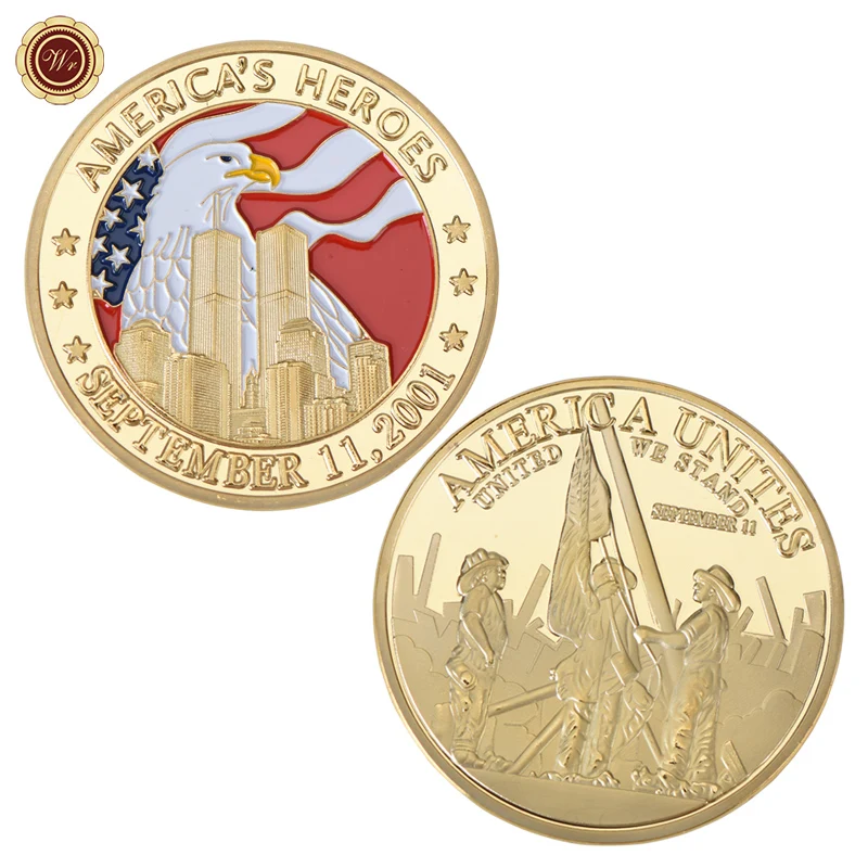 coin2 Нью-Йорк 9/11 нормальная позолоченная монета США 11 сентября Соединенные Мы стоим вызов монета для сбора - Цвет: coin2