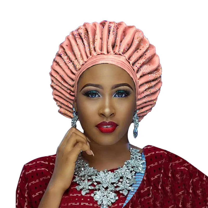 Высокое качество aso oke gele африканские головные уборы с камнями