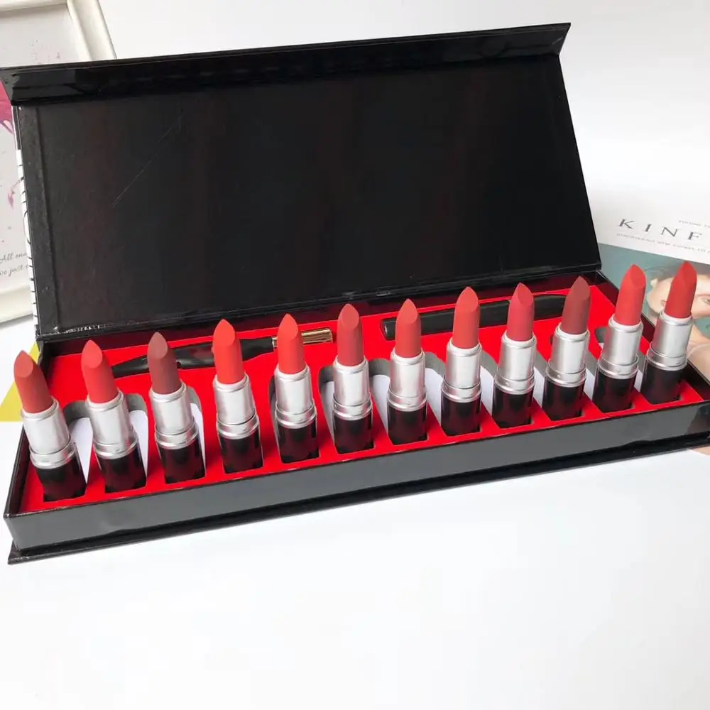 

14pcs/set Cosmetics set Makeup Matte Lipstick set Lipgloss rouge a levre make up Mascara/Eyeliner ePacket shipping +GIFT