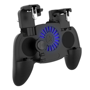 

5V 1A Mobile Phone Game Controller With Cooling Fan Four-Finger Linkage Game Trigger Fire Button For 4.7-6.5inch Mobile Phone